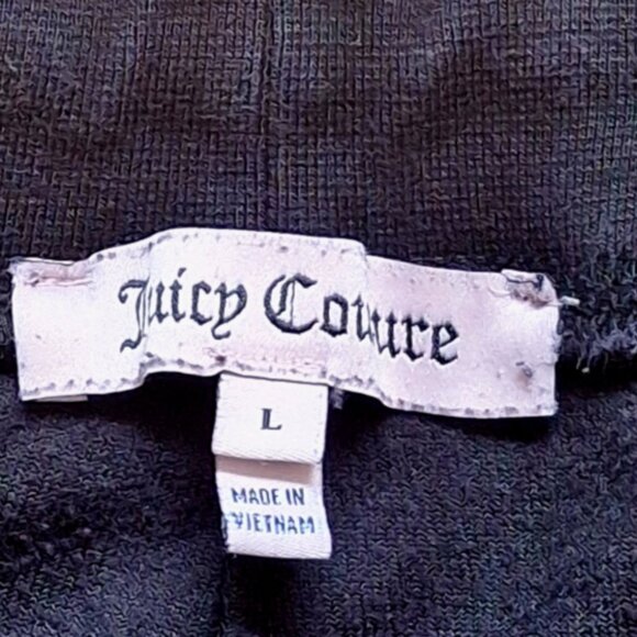 JUICY COUTURE BLACK VELOUR PANTS SIZE L - Picture 4 of 4